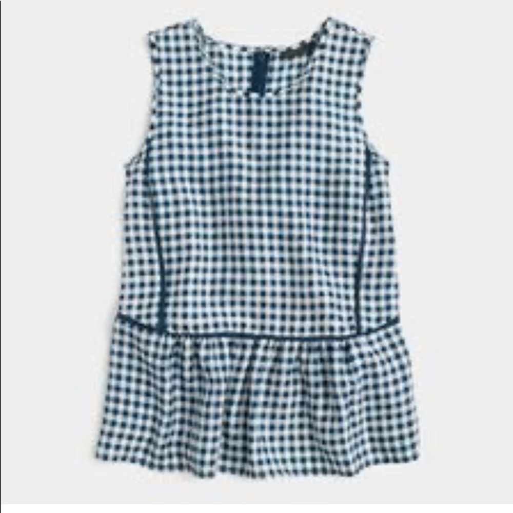 Jcrew Blue Gingham Peplum Top - Size 6